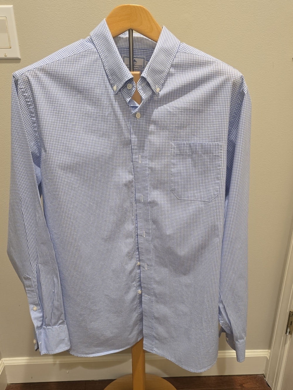 Southern Tide  Light Blue Micro-Check Button-Down Dress Shirt